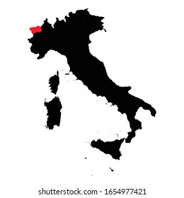 Valle D'aosta Province highlighted on Italy map Vector EPS 10