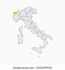 Valle D'Aosta Region highlighted on Italy map