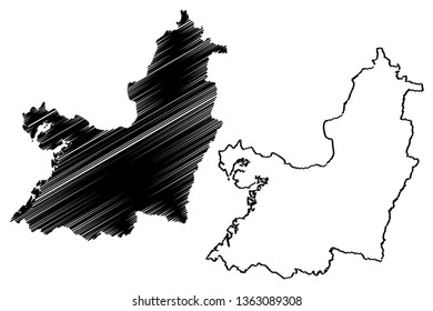 Valle del Cauca Department (Colombia, Republic of Colombia, Departments of Colombia) map vector illustration, scribble sketch Department of Valle del Cauca map