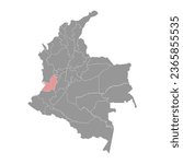 Valle del Cauca department map, administrative division of Colombia.