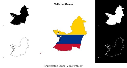 Valle del Cauca department outline map set