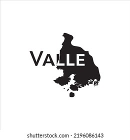 Mapa de Valle y diseño de letras negras sobre fondo blanco