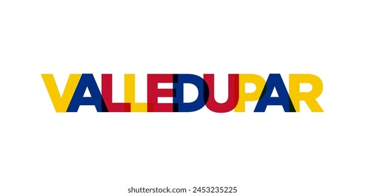 Valledupar in the Colombia emblem. The design features a geometric style, vector illustration with bold typography in a modern font. The graphic slogan lettering.