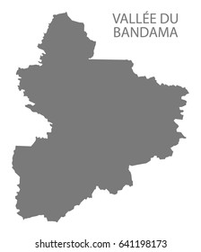 Vallee du Bandama Ivory Coast map grey illustration silhouette