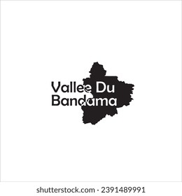 Mapa de Vallee Du Bandama y diseño de letras negras sobre fondo blanco