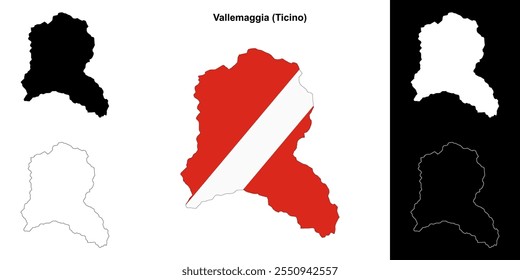 Vallemaggia mapa esboço em branco conjunto