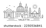 Valletta City Line View. Malta Poster print minimal design.