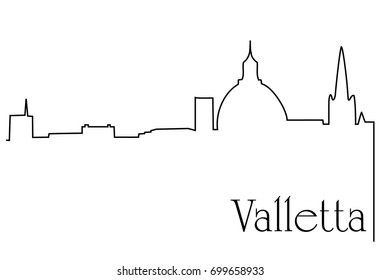   Valletta city one line drawing background