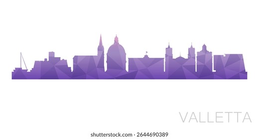 Valletta, Malta Baixa Poli Skyline Clip Art City Design. Ícone De Horizonte Gráfico De Polígono Geométrico. Símbolo de Ilustração de Vetor.