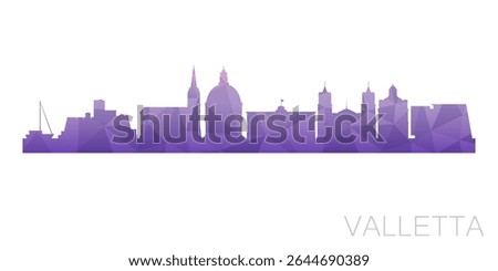 Valletta, Malta Low Poly Skyline Clip Art City Design. Geometric Polygon Graphic Horizon Icon. Vector Illustration Symbol.