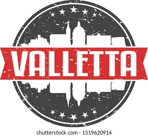 Valletta Malta Round Travel Stamp. Icon Skyline City Design. Seal Tourism Seal Illustration vector.