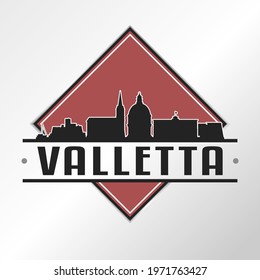 Valletta, Malta Skyline Logo. Adventure Landscape Design Vector City Illustration Vector illustration.