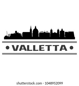 Valletta Malta Skyline Silhouette Stamp City Design Vector Art Template