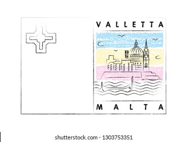 Valletta, Malta vector illustration and typography design