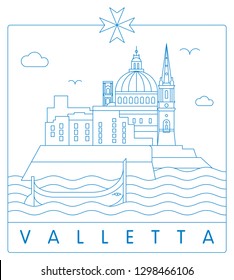 Valletta skyline vector illustration and typography design 