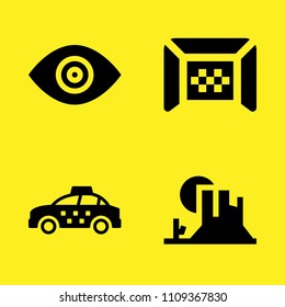 valley, football, taxi and visual vector icon set. Sample icons set for web and graphic design