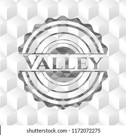 Valley grey emblem. Retro with geometric cube white background
