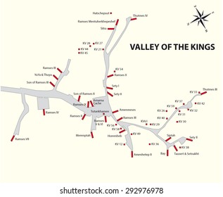 valley of the kings map, egypt