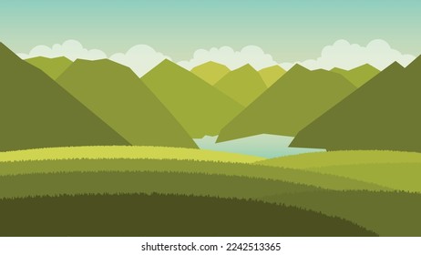 vector de ilustración de fondo del paisaje del valle, silueta