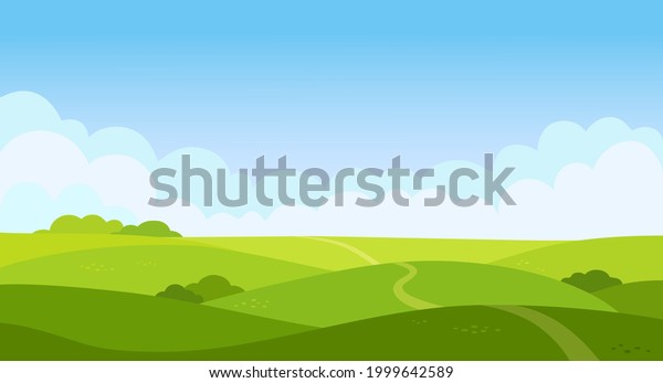 Valley Landscape Flat Style Cartoon Meadow Stock Vector (Royalty Free ...