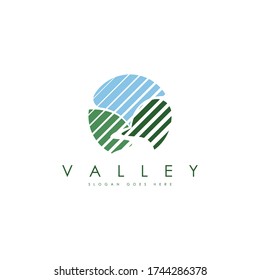 Valley logo concept vector. Mountain valley logo template