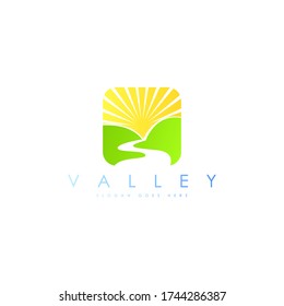 Valley logo concept vector. Mountain valley logo template