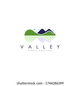 Valley logo concept vector. Mountain valley logo template