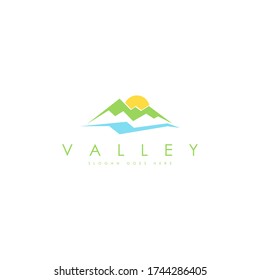 Valley logo concept vector. Mountain valley logo template