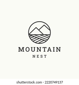 Plantilla de diseño de iconos del logotipo de la montaña de valle 