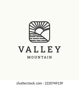 Valley mountain logo icon design template 