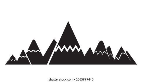 valley, mountain range silhouette on white background