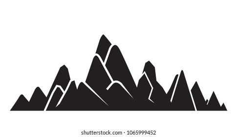 valley, mountain range silhouette on white background