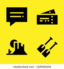 valley, plane tickets, oars and chat vector icon set. Sample icons set for web and graphic design
