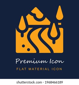 Valley premium material ui ux isolated vector icon in navy blue and orange colors