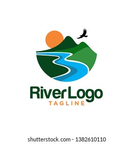 Valley River Logo design vector template