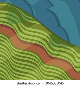 Valley with road and mountains in isometric view