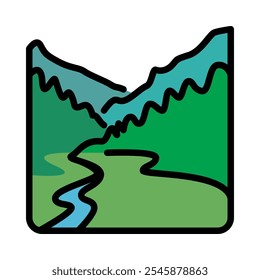 Valley vector illustration in cartoon style, for tourism and holiday.