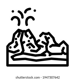 vectores de línea de valle de volcanes. señal del valle de los volcanes. símbolo de contorno aislado ilustración negra