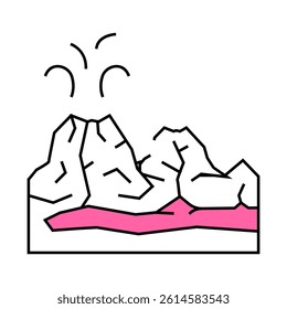 valley of volcanoes line icon vector. valley of volcanoes sign. isolated symbol illustration