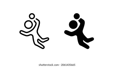 valleyball outline icon. valleyball vector icon for web, mobile and user interface design isolated on white background Valleyball player posing with valleyball. Isolated on background. Sports and fitn