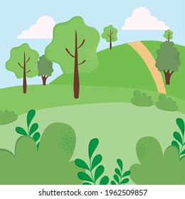 valleys with trees and bushes landscape