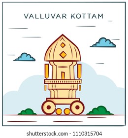 Valluvar Kottam in Chennai, is a popular monument dedicated to the classical Tamil poet, philosopher, and saint, Thiruvalluvar