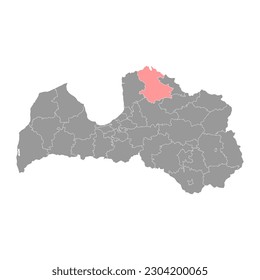 Valmiera district map, administrative division of Latvia. Vector illustration.