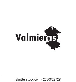 Valmieras map and black lettering design on white background