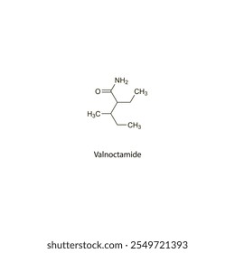 Valnoctamid flache Skelett-Molekülstruktur Sedativum in der Schlaflosigkeit Behandlung verwendet. Wissenschaftliches Vektorgrafik.