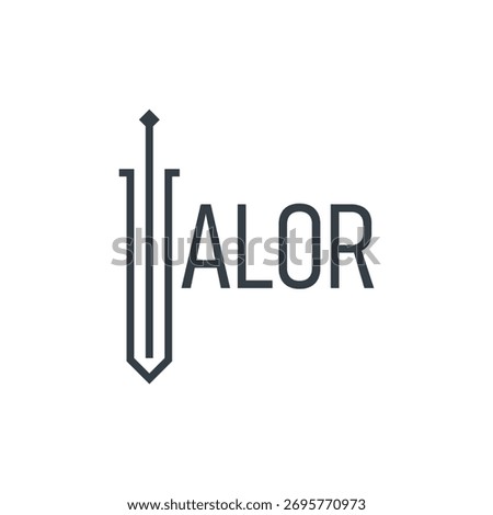 Valor logo with abstract sword-shaped V-shaped letter design