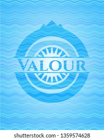 Valour light blue water style badge.