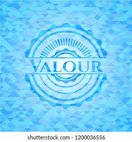 Valour sky blue emblem with triangle mosaic background