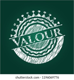 Valour written with chalkboard texture