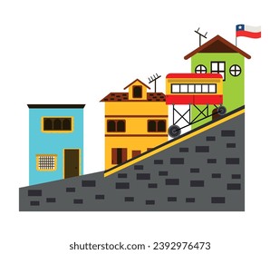 valparaiso funicular illustration vector isolated